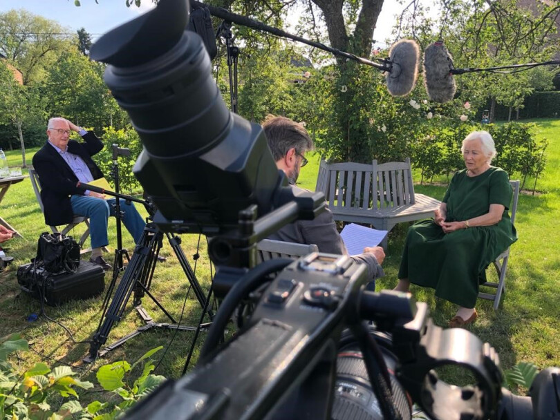 Le roi Albert et la reine Paola lors du tournage du documentaire Paola, côté jardin.